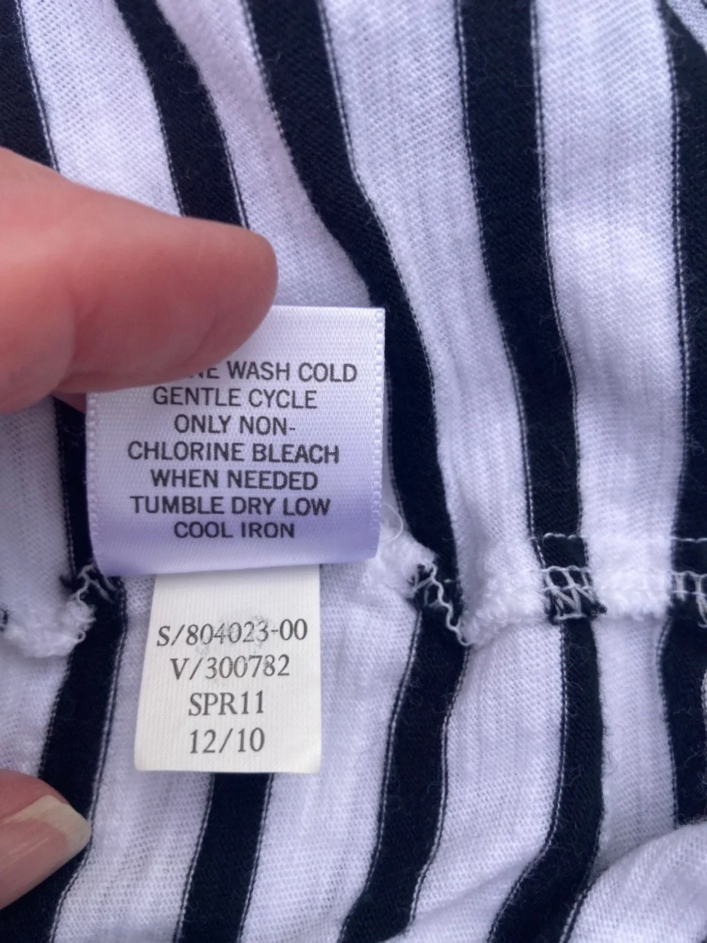 Banana Republic Cotton Hoodie Top Black White stripes size Medium
